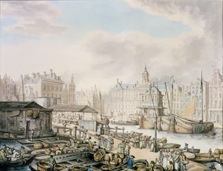 Feyge Dam et une partie du marché aux poissons, Amsterdam, vers 1794